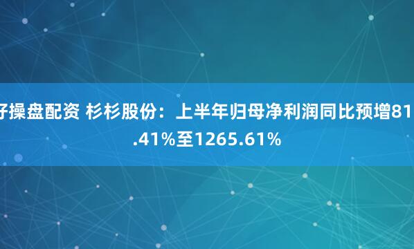 好操盘配资 杉杉股份：上半年归母净利润同比预增810.41%至1265.61%