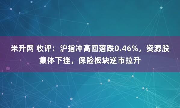 米升网 收评：沪指冲高回落跌0.46%，资源股集体下挫，保险板块逆市拉升